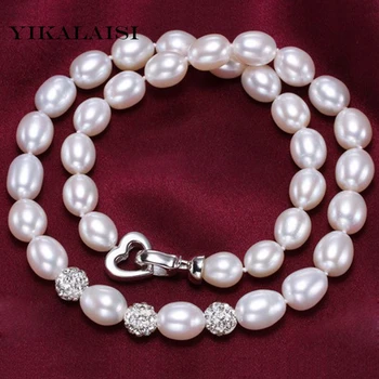 YIKALAISI 2017 8-9mm prírodné perly choker náhrdelník šperky pre ženy 925 sterling silver šperky drop pearl najlepší darček pre ženy