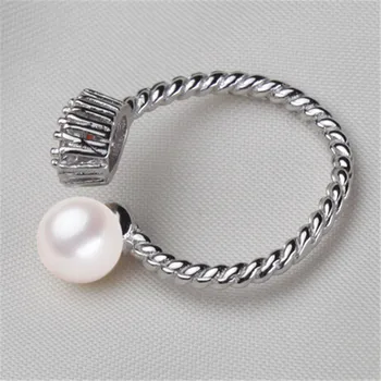 YIKALAISI 2017 Módne Pearl Krúžok Šperky Sladkovodné Perly Snubné Prstene 925 Sterling Silver šperky Prstene pre Ženy, Pre dievčatá