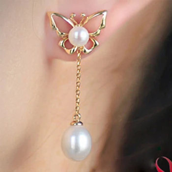 YIKALAISI 2017 módne prírodné perly dlhé náušnice pre ženy 925 sterling silver šperky pre ženy stud náušnice darček