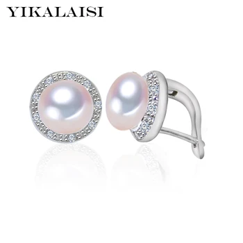 YIKALAISI 2017 módne Prírodné Perly šperky 8-9mm stud Náušnice Pre Ženy 925 Sterling Silver Šperky Pearl Náušnice Svadbu