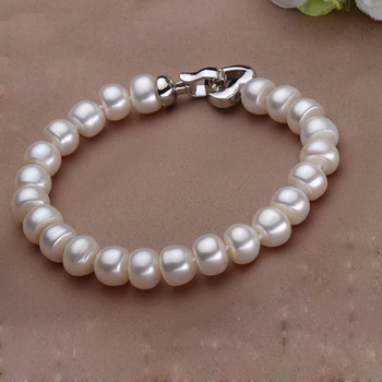 YIKALAISI 2017 Nové Módne 8-9-10-11 mm biela Multi prírodné perly náramky 18 cm pearl 925 sterling silver šperky Najlepší Darček