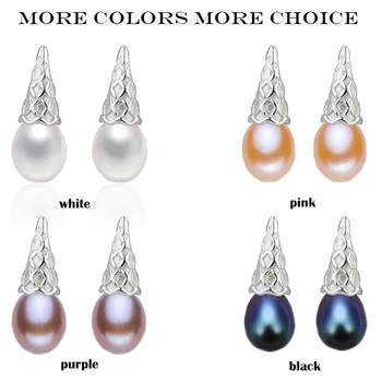 YIKALAISI 2017 nové módne 925 Sterling Silver Šperky pre office ženy, Prírodné Perly šperky Pre Ženy 8-9mm pearl náušnice