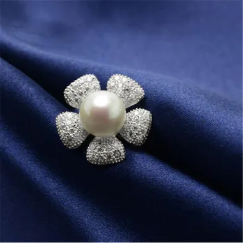 YIKALAISI 2017 nový Pearl Krúžok Šperky Slnečnice Krúžok Sladkovodné Perly Snubné Prstene 925 Sterling Silver šperky Prstene Pre Ženy
