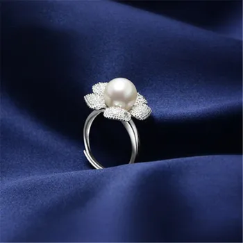 YIKALAISI 2017 nový Pearl Krúžok Šperky Slnečnice Krúžok Sladkovodné Perly Snubné Prstene 925 Sterling Silver šperky Prstene Pre Ženy