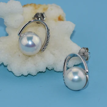 YIKALAISI 925 sterling Silver Šperky pre ženy prírodné sladkovodné perly šperky pre ženy 8-9mm pearl náušnice 2017 nové módne