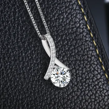YINHED Originálne 925 Sterling Silver Náhrdelník Klasické Šesť Pazúry CZ Diamant Náhrdelník Prívesok pre Ženy Veľkoobchod ZN092