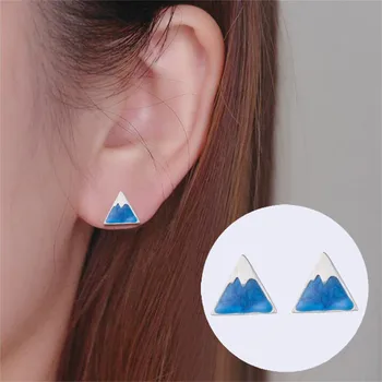 Yiustar Mix Farebný Trojuholník Náušnice Ženy Ušné Štuple Vianočné Darčeky Blue Mountain Earings Brincos Bijoux Femme