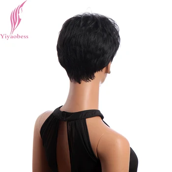Yiyaobess Krátke Čierne Parochňu Kučeravé Vlasy, Syntetické Prírodné African American Parochne Pre Ženy Japonského Vlákna