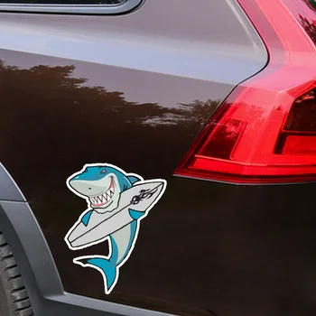 YJZT 12.2*15.1 CM Módny Krásne Surf Cartoon Shark Farebné PVC Auto Nálepky Grafické Dekorácie, C1-5380