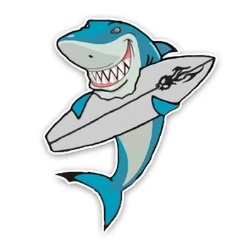 YJZT 12.2*15.1 CM Módny Krásne Surf Cartoon Shark Farebné PVC Auto Nálepky Grafické Dekorácie, C1-5380