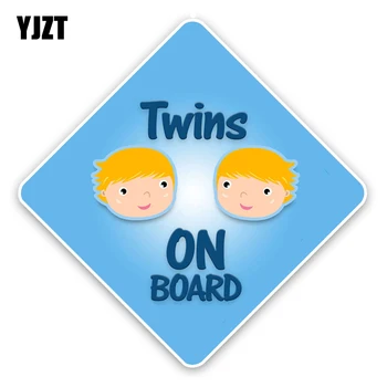 YJZT 12.9*12.9 CM Dvojičky BABY NA PALUBE Farebné Výstražné Znamenie Dekorácie Auta Nálepku C1-5677