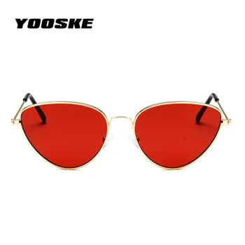 YOOSKE Retro Cat Eye slnečné Okuliare Ženy Červená Cateyes Slnečné okuliare Módne Slnečné Svetlo Hmotnosti pre ženy Vintage Kovové Okuliare