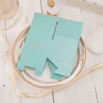 YOURANWISH 50pcs Tiffany Modrá Skvelého Námestie Butterfly svadobné koláčiky boxy party láskavosti papierové krabice dodávky svadobný dar box