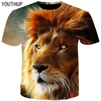 YOUTHUP 2018 Muži T-Shirt 3D Tlač Lev Tee Tričko Homme O-Krku Krátky Rukáv T-Shirt Letné Topy Hip Hop Fitness Tshirts Plus Veľkosť