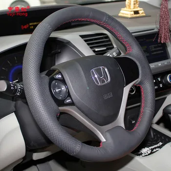 Yuji-Hong Umelej Kože Volante Vozidla Vzťahuje na Prípad pre Honda Civic 9 Jade 2013-2016 Ručne šité Riadenia Kryt