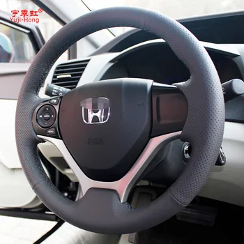 Yuji-Hong Umelej Kože Volante Vozidla Vzťahuje na Prípad pre Honda Civic 9 Jade 2013-2016 Ručne šité Riadenia Kryt