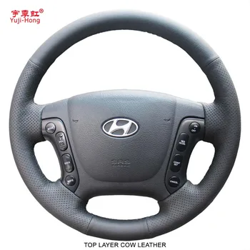 Yuji-Hong vrchnú Vrstvu Pravé Hovädzie Kože Volante Vozidla Vzťahuje na Prípad Hyundai Santafe 2006~2012 Ručne šité Kryt