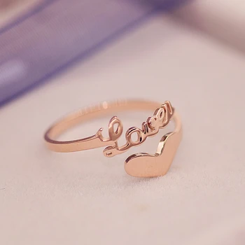 YUN RUO Značky Rose Gold Ring Otvorené Srdce pre Dizajn Elegantná Žena, Dievča, Darček Pár Šperky 316 L Nerezový Krúžok Najvyššej Kvality