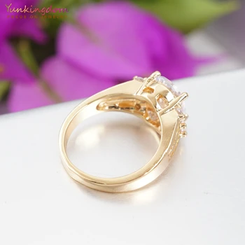 Yunkingdom Vysokej Kvality Oválne Cubic Zirconia Zlata Plné Šperkov Klasický Zásnubný Prsteň pre Ženy K2077