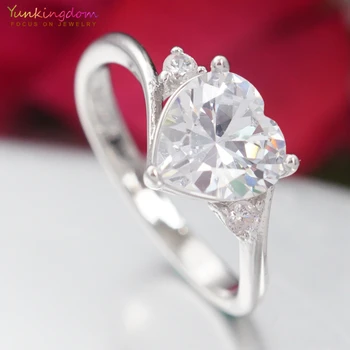 Yunkingdom Značky Kryštály Zásnubný Prsteň Veľkoobchod 4 Farby Cubic Zirconia Romantické Srdce Šperky Prstene pre Ženy