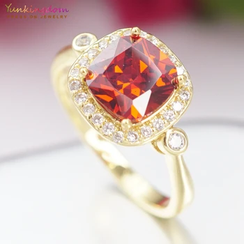 Yunkingdom Značky Zlatá Farba snubný Prsteň Veľkoobchod 4 Farby Cubic Zirconia Módne Geometrické Šperky Prstene pre Ženy