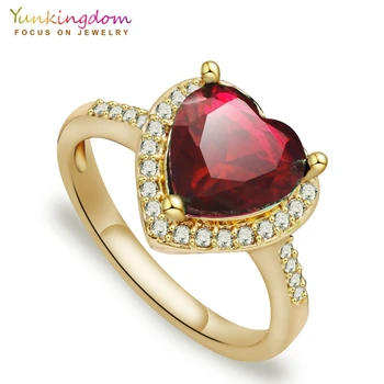 Yunkingdom Červená Láska Srdce Cubic Zirconia Romantické, Elegantné Svadobné Prstene pre Ženy X0026