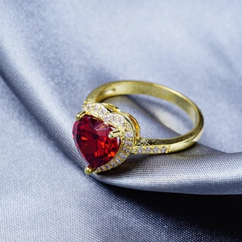 Yunkingdom Červená Láska Srdce Cubic Zirconia Romantické, Elegantné Svadobné Prstene pre Ženy X0026