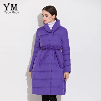 YuooMuoo Nový kórejský Módne-line Ženy Zimný Kabát Teplá Bavlnená Čalúnená Vetrovka Elegantné Ženy Bunda s Pásom Veľkoobchod
