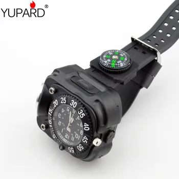 YUPARD Taktické Kompas Nabíjateľná Baterka Q5 LED Hodinky Baterka Wristlight Zápästie, Osvetlenie, Lampy Vonkajšie 800LM 5 Režimov