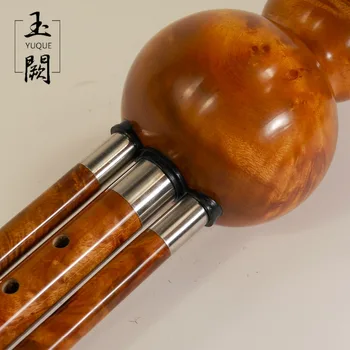 YUQUE Čínskej Tradičnej Orchidea Hulusi/Flauta Cupronickel Trubice Three-tón odnímateľný Black Bambusová Flauta Tlačidlo C, B (S puzdrom)