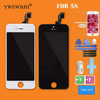 YWEWBJH AAA Kvalite LCD Montáž Pre iPhone 5S Displej Dotykový Displej Digitalizátorom. Skla Č Mŕtvy Pixel Náhradné Diely Čierna Biela