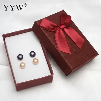 YYW dámske Šperky Skutočné Prírodné Sladkovodné Pearl Náušnice Mosadze s Box 8-9mm 2Pairs/Box Zmiešané Black Pink Pearl Stud Náušnice