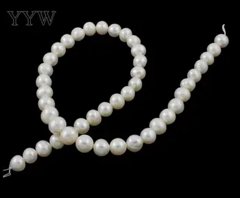YYW Kvalitné 9-10 mm Prírodné Sladkovodné Perly Korálky white Pearl Kolo Voľné Korálky DIY Náhrdelník Bracelat Šperky Robiť