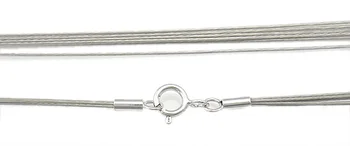 YYW Módny Náhrdelník Kábel Tiger Chvost Drôt sterling silver spring krúžok spona 6-strand sivá 0.38 mm Dĺžka:18-Palcové 10Strands Kábel