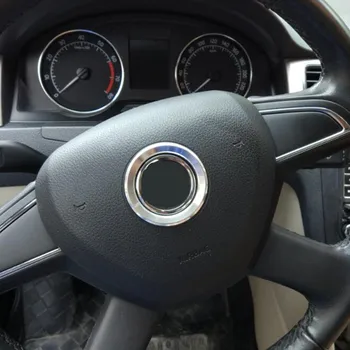 Z nehrdzavejúcej Ocele 3D Volant Logo Kruhu Nálepky prípade pre Škoda Octavia A7 Rýchle Fabia Vynikajúci 2013-2016 Auto Príslušenstvo
