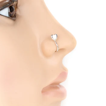 Z nehrdzavejúcej Ocele Srdce Tvar Nosa Hoop Nos Krúžky klip na nos krúžok Telo Falošný Piercing Šperkov Pre Ženy