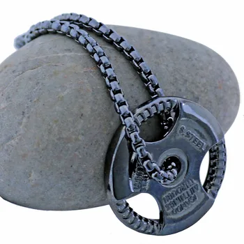 Z nehrdzavejúcej Ocele Činka náhrdelník fitness šperky, Prívesok charm gym crossfit činku cvičenie šperky