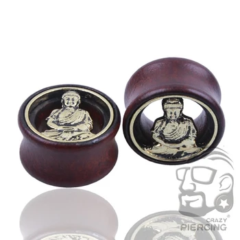 Zadarmo loď Buddha Vložiť Vložené Drevené Skrutky Ucha, Plug Tunel Šperky, Piercing 8-20 mm 1pair