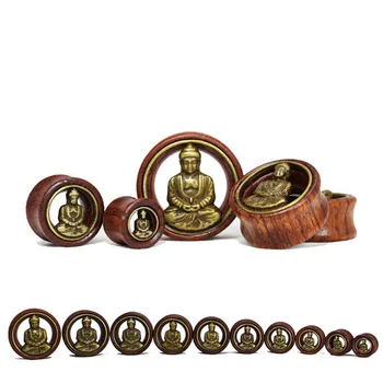 Zadarmo loď Buddha Vložiť Vložené Drevené Skrutky Ucha, Plug Tunel Šperky, Piercing 8-20 mm 1pair