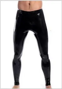 Zadarmo pp 1pcs mens sexy pu nohavice tesné móde hot black ľudských vyrobené kožené sexi boxer Plnej Dĺžke nohavičky Rovné nohavice