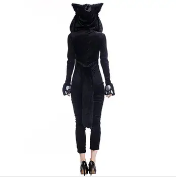 Zadarmo pp Zimné Halloween Dospelých Black Cat Kostým Pre Ženy Cosplay Kostýmy Pripojené Plyšové Zviera Oblečenie Disfraces Adultos