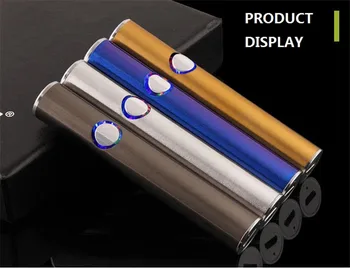 ZAMERANIE Kovové USB Elektronických Cigariet Zapaľovač Svietiace Tlačidlo Flameless Plazma Ľahšie Mini Prenosné Vetru Pochodeň ARC Ľahšie