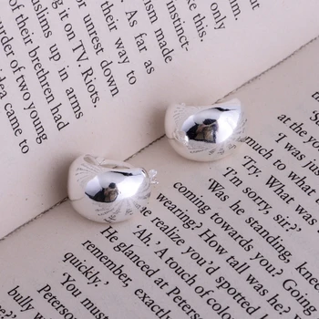 Zaoblené lesklé mellow strieborné pozlátené náušnice 925 šperky pre ženy strieborné náušnice LQ-E052 VPZKPYGT