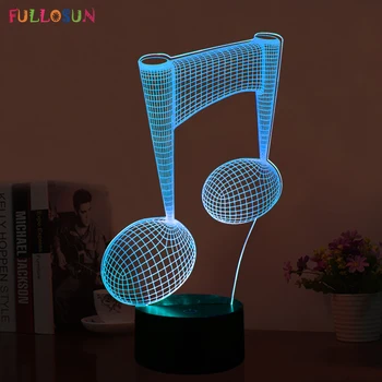 Zaujímavé 3D LED Visual stolná Lampa LED Hudobné Poznámky Vzor Noc Lampa s Farebnými Zmeniť Svetlá ako Spánok Svetlá