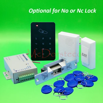 Zbrusu Nový DIY Rfid Dvere Riadenie Prístupu Kit Set S No alebo Nc Elektrické Štrajk Lock+10 RFID Karty, kľúčenky Celý Prístupový Systém
