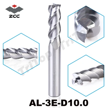 ZCC.CT AL-3E-D10.0 karbidových 3 flauta splošteného konci mlyny 10 mm cnc obrábaní kobaltové zliatiny frézovanie fréza