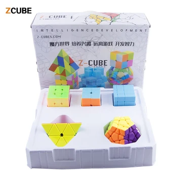 ZCUBE 5 ks/box Farebné Stickerless / Carbon Fiber Magic Cube Nastaviť 3x3x3 Rýchlosť Puzzle Pyraminx Megaminx Osi Zrkadlo Kocka Hračka -48