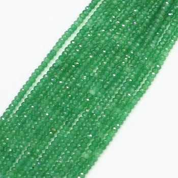 Zelená chalcedony 2*4mm prírodné jades kameň tvárou rondelle abacus tvar fit diy náhrdelník náramok voľné korálky 15inch B581