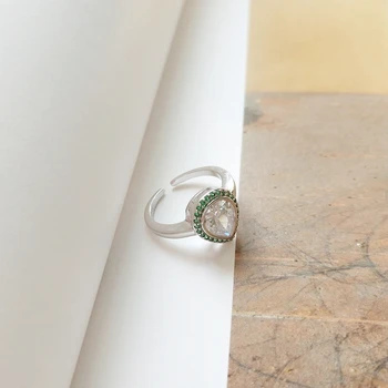 Zelená Holub vajcia 925 sterling silver zirkón nastaviteľné krúžky dizajnér pracuje obrázok dizajn prstene pre ženy charms módne šperky
