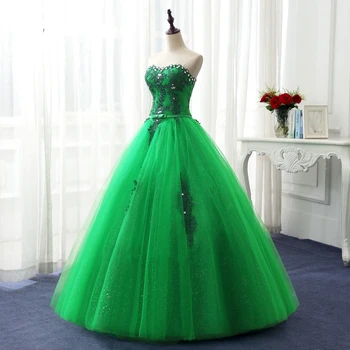 Zelená Quinceanera Šaty plesové Šaty, Perlové Tylu Prom Sweet 16 Šaty Maškaráda guľové Šaty vestidos de 15 anos